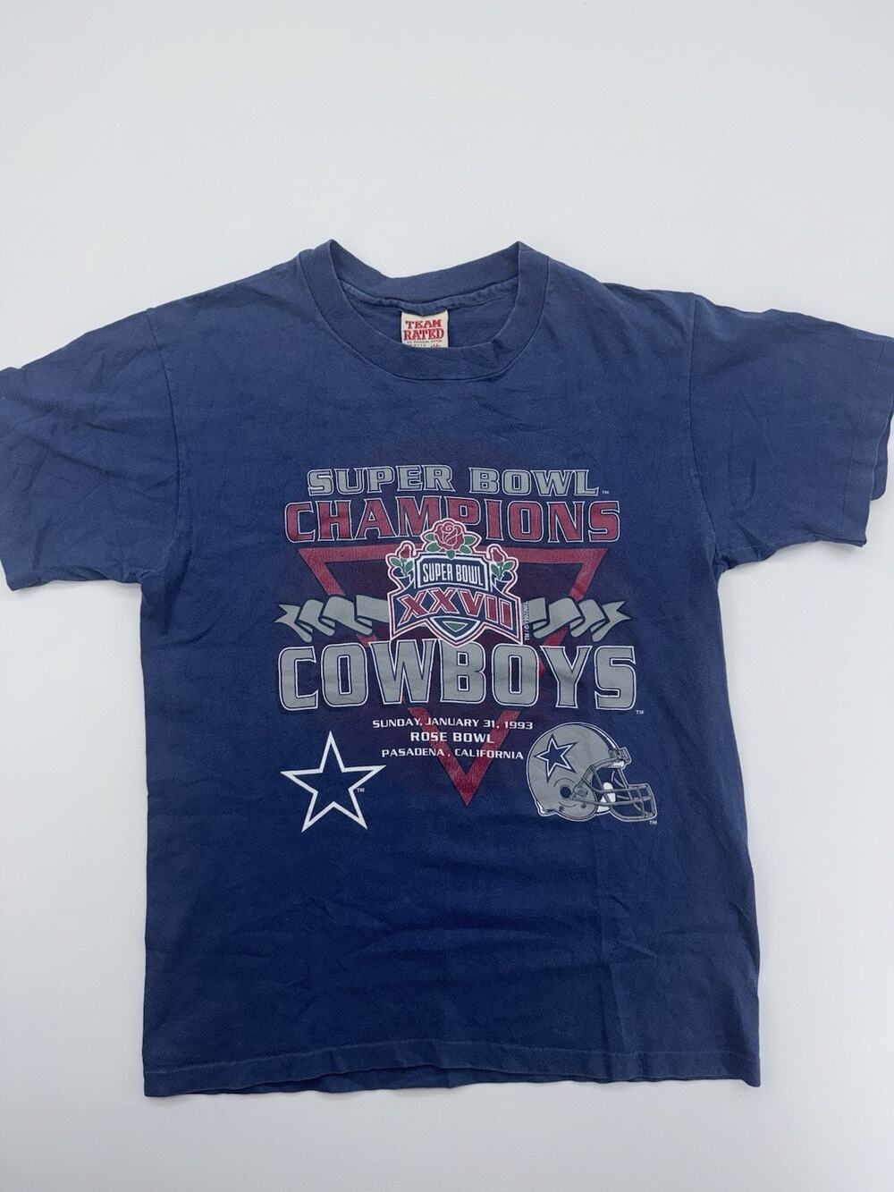 Dallas Cowboys 1993 Super Bowl Team Rated T-Shirt Mens Medium Navy Blue Vintage